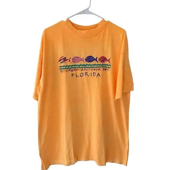 Vintage Single Stitch Florida Fish Souvenir T-Shirt Size Large - Picture 1 of 6